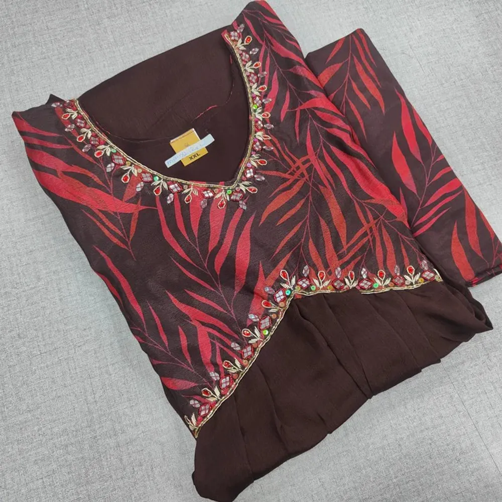 Chinon Silk Aaliya Cut Anarkali With Shawl | KS24