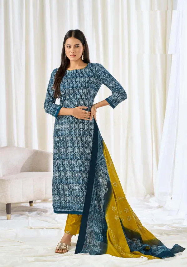 Pure Cotton Salwar Set Straight Pant & Dupatta | TS2543