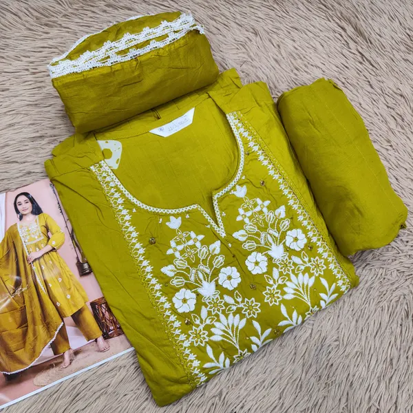 Premium Rayon Anarkali Top Bottom Dupatta Set | TS2030