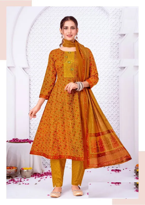 PURE COTTON ANARKALI TOP BOTTOM DUPATTA | TS3609