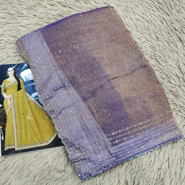 Premium Space Silk Plain Saree with Heavy Stone Work |SR38