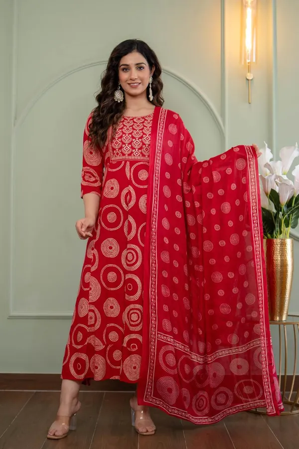 Premium Rayon Anarkali Kurti with Dupatta | KS974