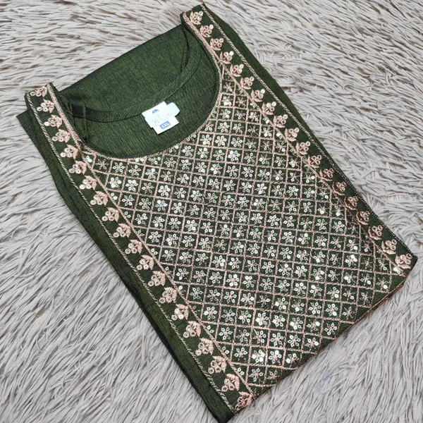 Dual Tone Cotton Zari Embroidery Straight Kurti with Side Cut |SD43