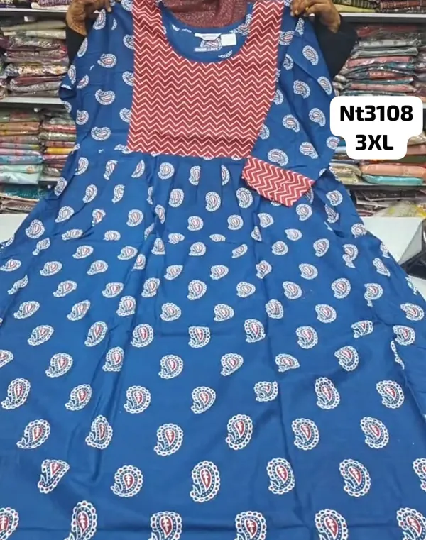 Full Hand Premium Frock Style Nighty } NT3108