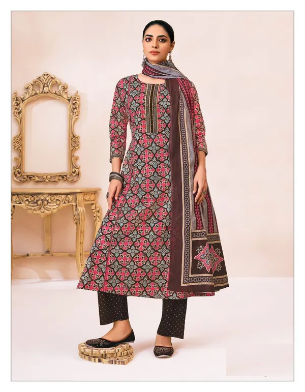 Pure Cotton ALine Top Bottom Dupatta set | TS2342