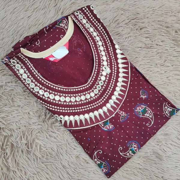 Ajrak Cotton | Embroidery Nighty | NT1377