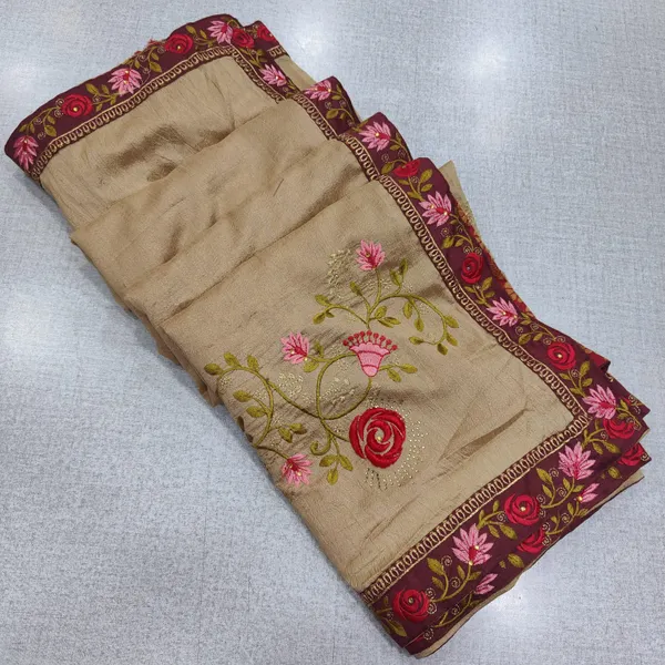 Vichitra Silk embroidery border saree | SR277