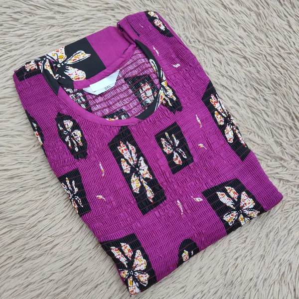 Premium Cotton Smocked Maxi Gown With Side pocket | MG56