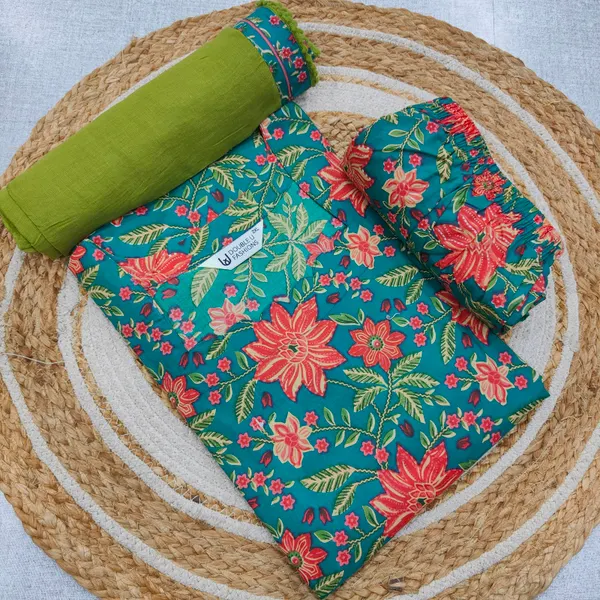 Pure 60/60 Cotton Straight Top Bottom & Dupatta Set | CO92