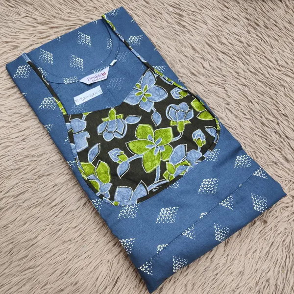 Premium Cotton Frock Style Nighty with Adjustable Rope & Side Pocket | NT3546