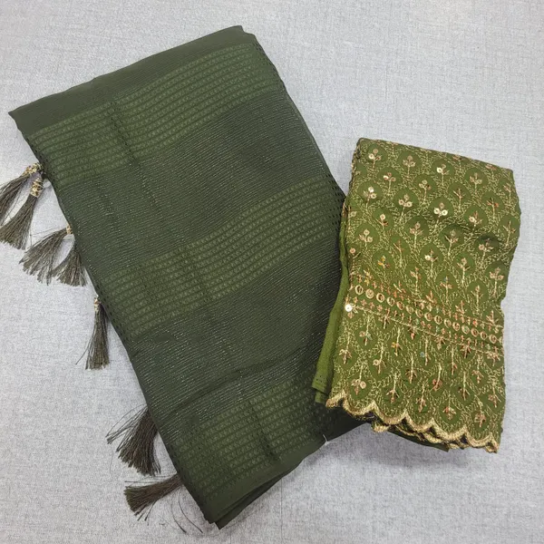 Fancy Plain Sarees with heavy work blouse | SR157