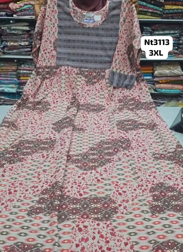 Full Hand Premium Frock Style Nighty } NT3113