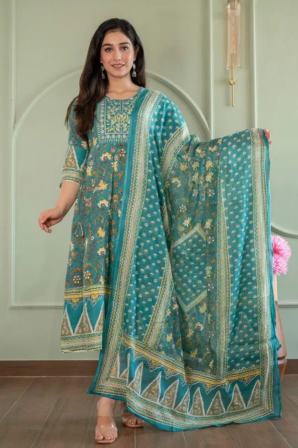 Premium Cotton Rayon Anarkali Kurti with Dupatta | KS1264