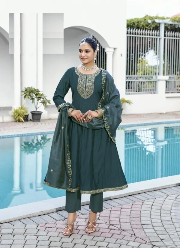 Premium Vatican Anarkali Top Bottom Dupatta Set | TS2521