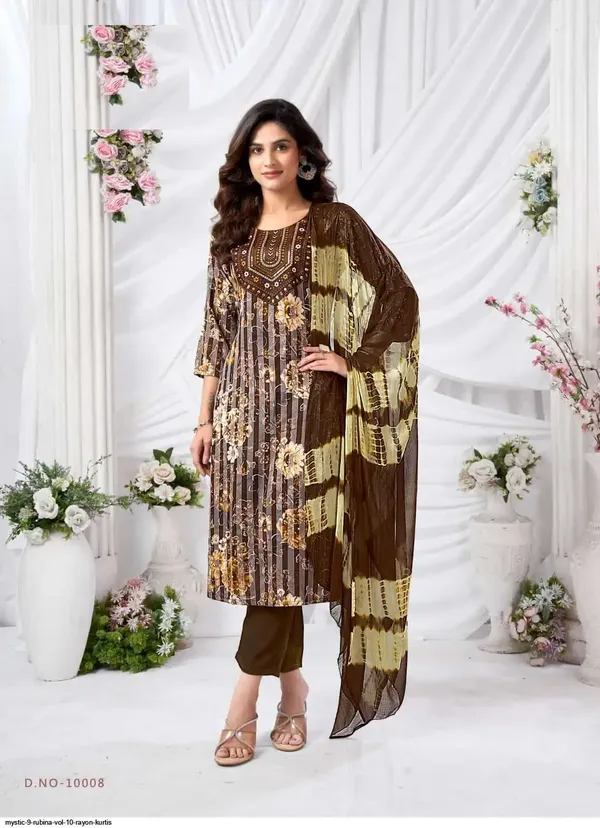 Rubina Premium Top Bottom Shawl Suit Set | TS2193