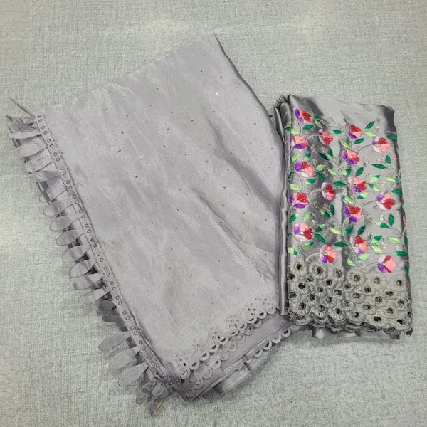 Premium Satin Saree with Heavy embroidery Blouse | SR161