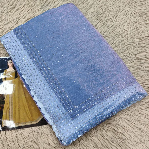 Space Silk Plain Saree With heavy Stone Work|SR31