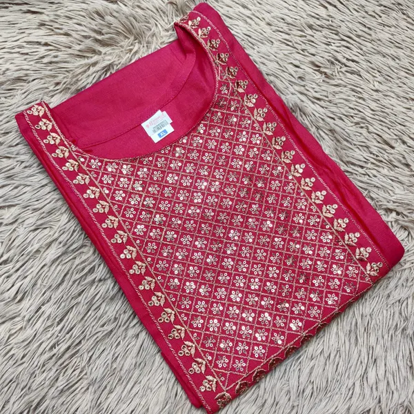Dual Tone Cotton Zari Embroidery Straight Kurti with Side Cut |SD40
