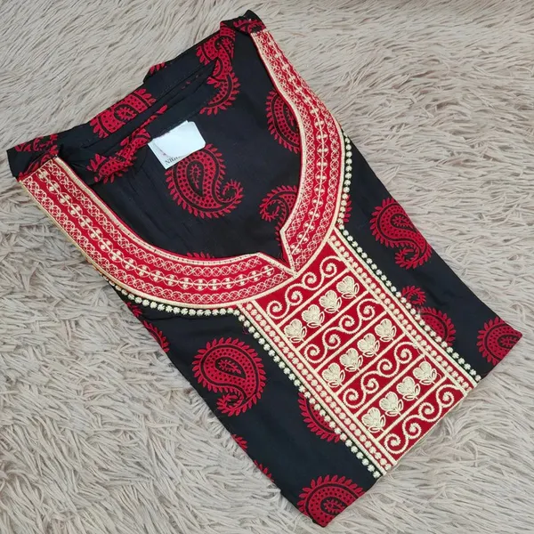 Ajrak Cotton | Embroidery Nighty | NT1372