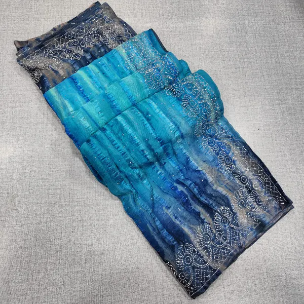 Popcorn Bandhej Style Saree with Stone Work | SR78