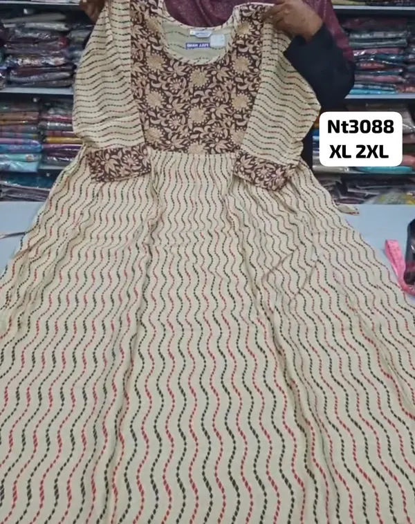 Full Hand Premium Frock Style Nighty } NT3088