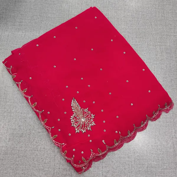 Plain chiffon Saree with Culcatta handwork | SR204
