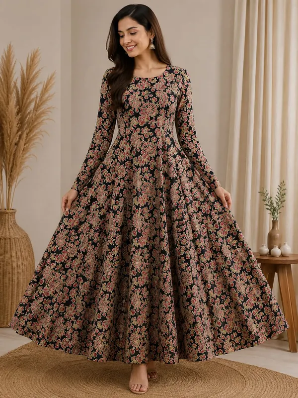 Pure Jaipur Cotton Long Full Sleeve Anarkali | AK2189