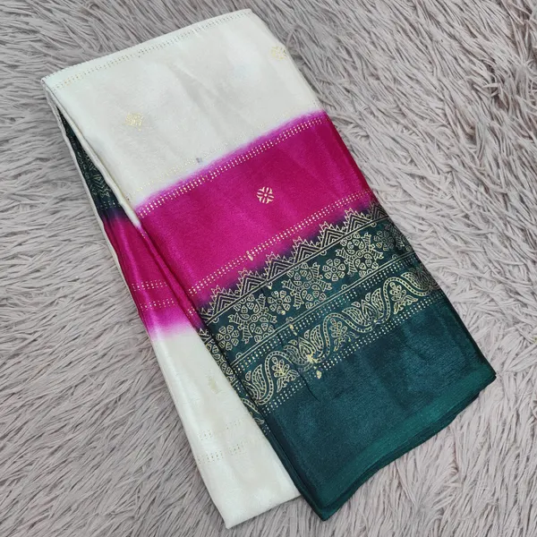 Soft Creap Saree with Contrast Border n Foil work | SR76 