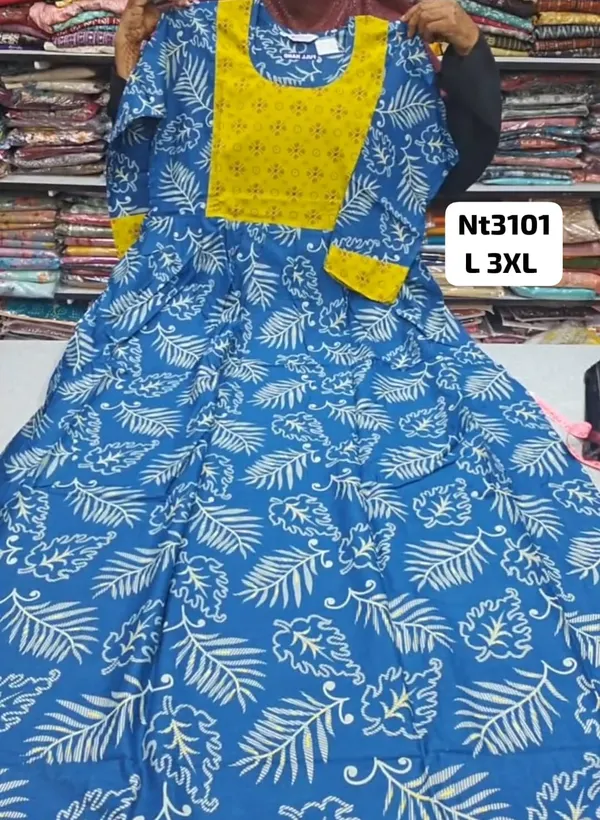 Full Hand Premium Frock Style Nighty } NT3101