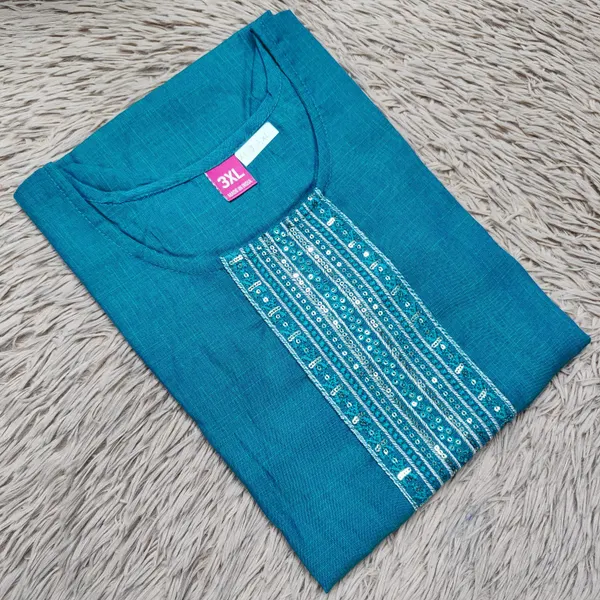 Premium Dual Tone Cotton Zari Embroidery Straight Kurti with Side Cut | SD55