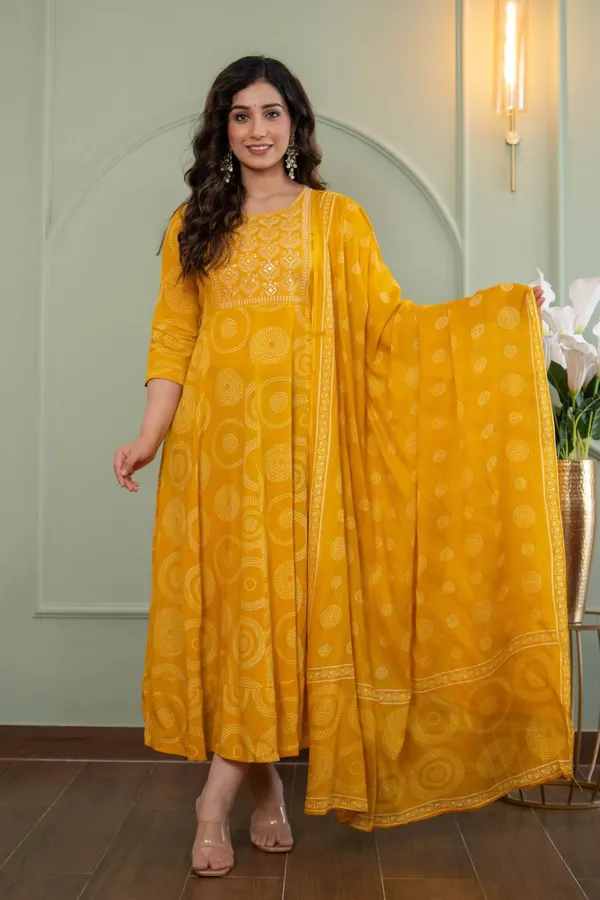 Premium Rayon Anarkali Kurti with Dupatta | KS975