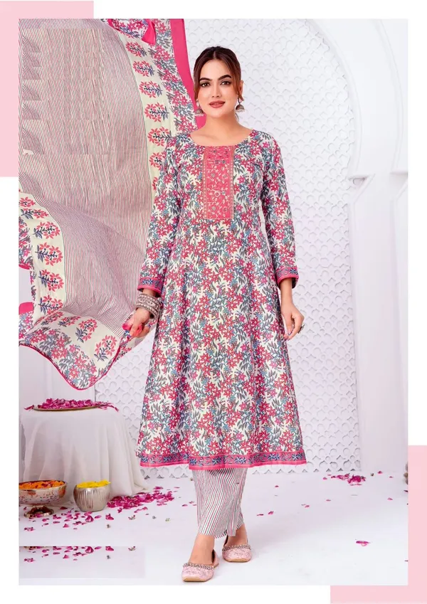 PURE COTTON ANARKALI TOP BOTTOM DUPATTA | TS3615