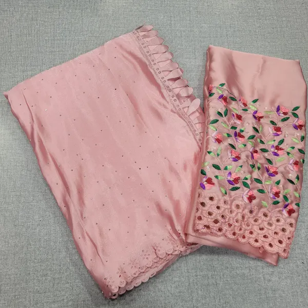 Premium Satin Saree with Heavy embroidery Blouse | SR161