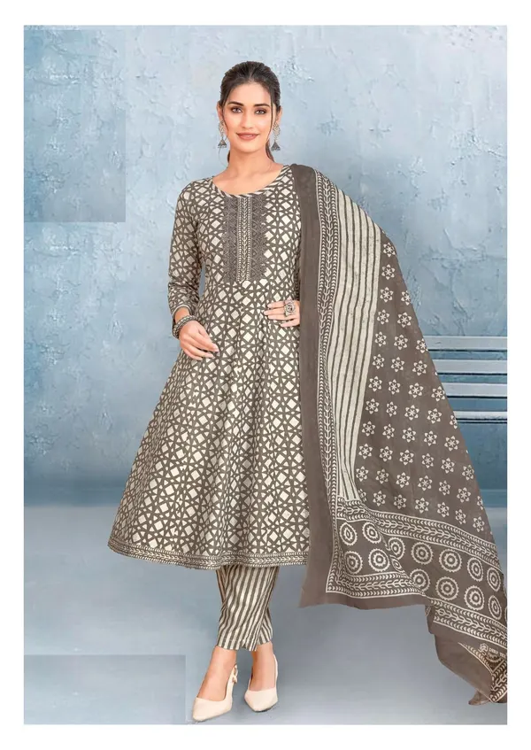 Pure Cotton Anarkali Kurti Set with Bottom & Dupatta | TS2300