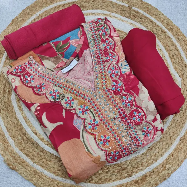 Rayon Long Anarkali Top Bottom Dupatta  | TS3275
