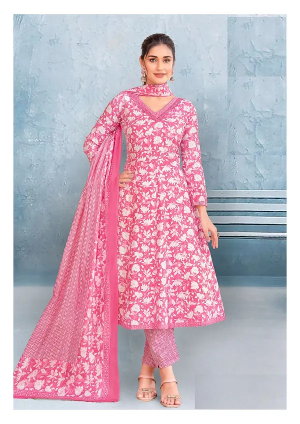 Pure Cotton Anarkali Kurti Set with Bottom & Dupatta | TS2299