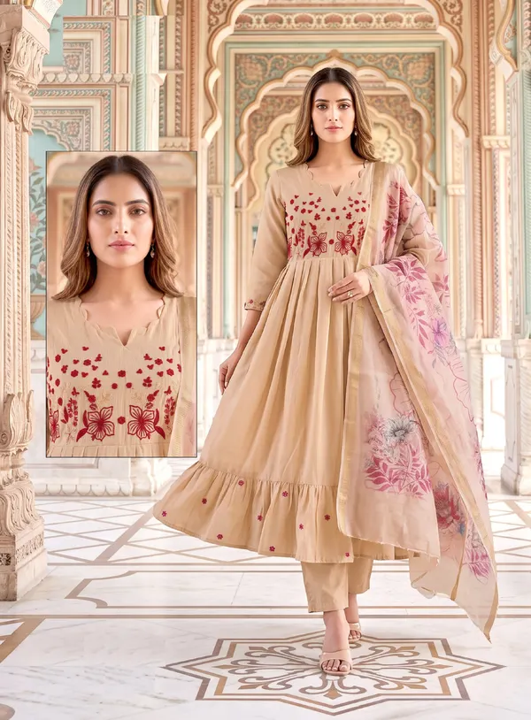 Roman Cotton Umbrella Top Bottom Dupatta | TS3770