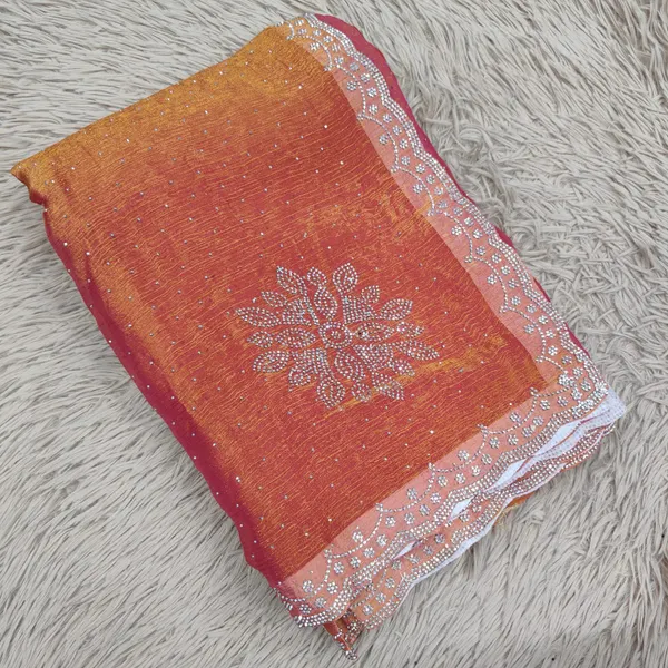 Premium Fendy Silk Saree with Self-Colour Stone Work | SR88