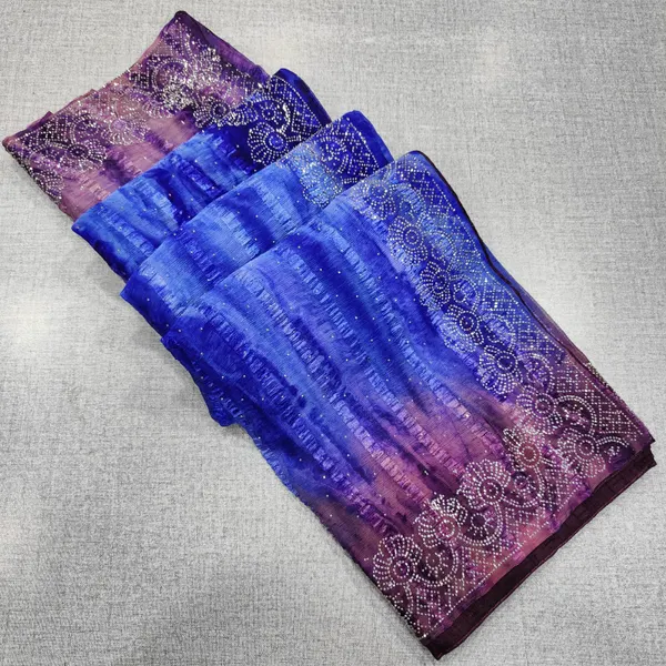 Popcorn Bandhej Style Saree with Stone Work | SR78