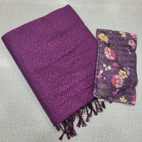 Heavy neted Saree with Contrast blouse | SR172