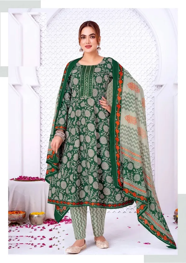 PURE COTTON ANARKALI TOP BOTTOM DUPATTA | TS3608