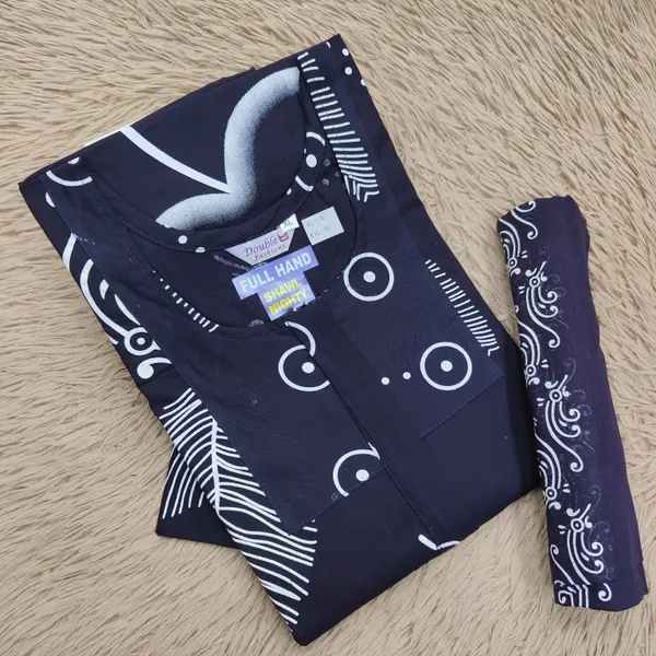 Premium Cotton Full Hand Nighty with Matching Shawl | NT3223