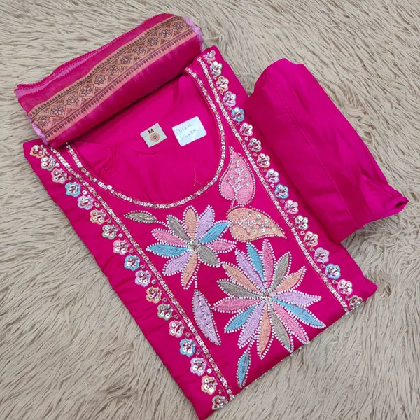 Premium Top Bottom Dupatta Set – Kolkata Style Handwork  | TS2204