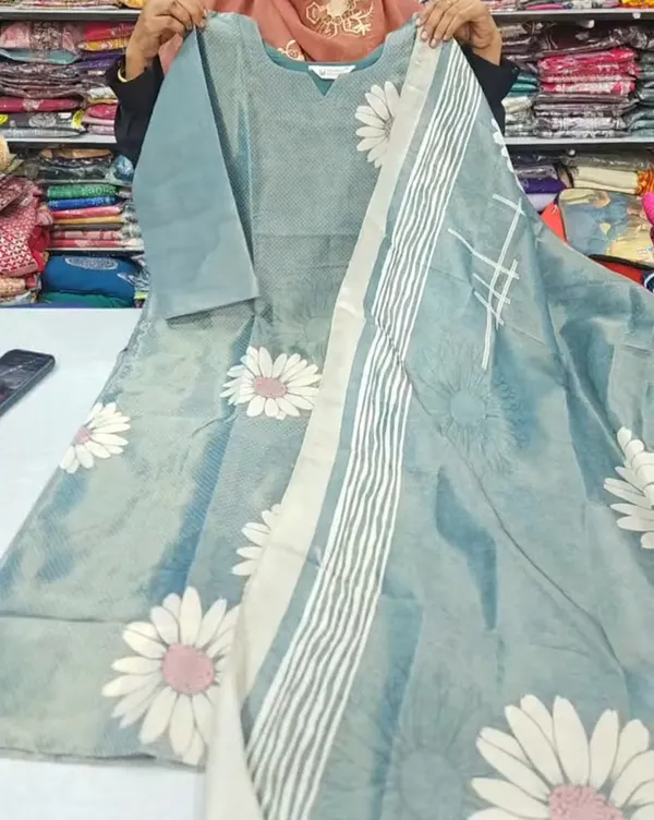 Shimmer Silk Straight Top with Dupatta | SK28
