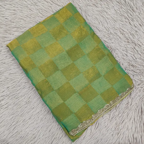 Premium Fendy Silk Saree with Dusky Checks & Cut Dana Work | SR85