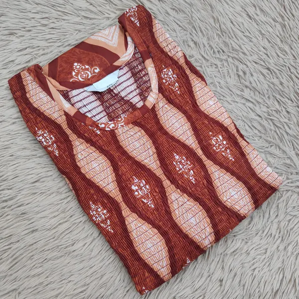 Premium Cotton Smocked Maxi Gown With Side pocket | MG71