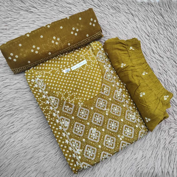 Premium 60/60 Cotton Top Bottom Dupatta Set | TS3144