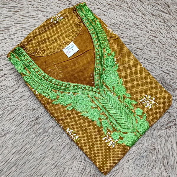 Pure Cotton Embroidery Nighty Fully Overlocked | NT2539