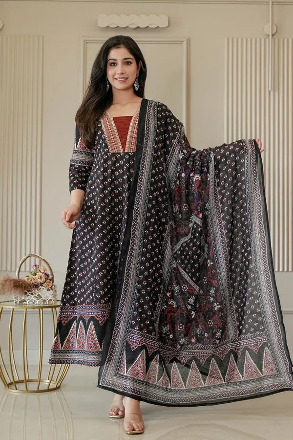 Premium Cotton Rayon Anarkali Kurti with Dupatta | KS1261