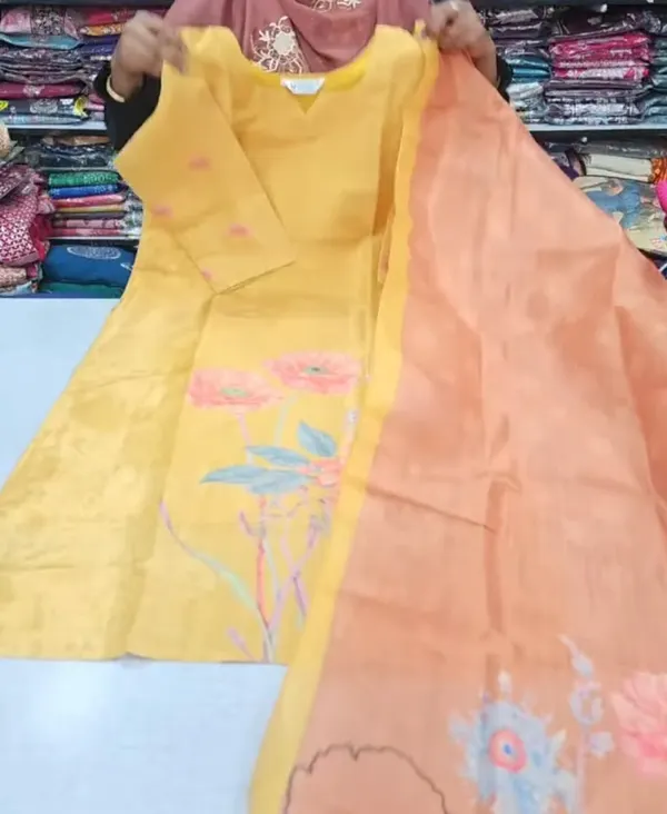 Shimmer Silk Straight Top with Dupatta | SK26